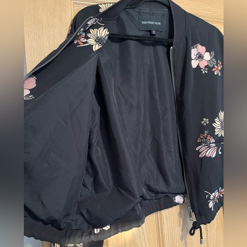 Who What Wear Black Floral Bomber Jacket - Picture 8 of 12
